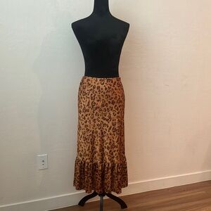 Multicolored Ruffled Trumpet Midi Skirt